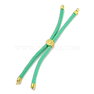 Nylon Cords Bracelet Makings Fit for Connector Charms, with Golden Brass Tree Slider Beads, Long-Lasting Plated, Lime Green, 8-5/8 inch(22cm), Hole: 1.9mm(AJEW-P116-01G-03)