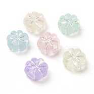 Transparent Frosted Acrylic Beads, AB Color Plated, Flower, Mixed Color, 13x13.7x6.3mm, Hole: 2.8mm, about 700pcs/500g(OACR-C013-31)