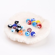Handmade Lampwork Beads, Evil Eye, Mixed Color, 8mm, Hole: 2mm(X-DT250J)