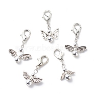 Synthetic Hematite Beaded Pendant Decorations, Alloy Lobster Clasp Charms, Angel or Fairy Clip-on Charms, Antique Silver & Platinum, 33~36mm(HJEW-JM00785)