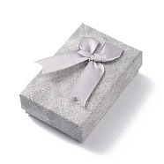 Cardboard Jewelry Boxes, with Ribbon Bowknot and Sponge, For Rings, Earrings, Necklaces, Rectangle, Light Grey, 9.3x6.3x3.05cm(CBOX-L004-A04)