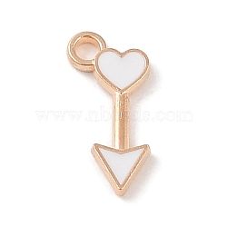 Alloy Enamel Pendants, Light Gold, Arrow Charm, White, 16x7.5x1.5mm, Hole: 1.8mm(ENAM-Z010-19B-KCG)