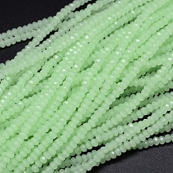 Faceted Rondelle Glass Beads Strands, Pale Green, 2.8~3x2mm, Hole: 0.8mm, about 165~169pcs/strand, 15.7~16.1 inch(40~41cm)(X-GLAA-M028-2mm-B05)
