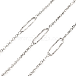Handmade 304 Stainless Steel Oval Link Chains, Soldered, with Spool, Stainless Steel Color, 20x5x1mm, about 16.40 Feet(5m)/Roll(CHS-G025-03P)