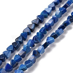 Natural Calcite Beads Strands, Dyed, Triangle, Blue, 5.5x6x3.5mm, Hole: 0.8mm, about 81pcs/strand, 15.94 inch(40.5cm)(G-G852-01B)
