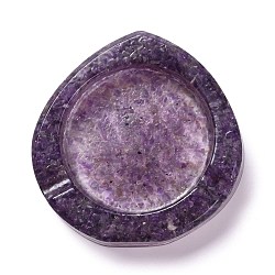 Natural Amethyst Ashtray, with Resin, Home OFFice Tabletop Decoration, Teardrop, 101x99x21mm, Inner Diameter: 71x70mm(DJEW-F015-08A)