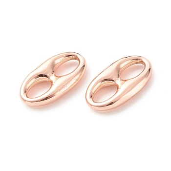 Eco-Friendly Brass Links Connectors,  Long-Lasting Plated, Cadmium Free & Lead Free, Coffee Bean, Rose Gold, 22x12.5x4mm, Hole: 5x7mm