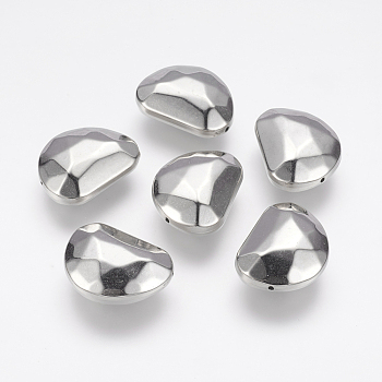 CCB Plastic Beads, Faceted, Bean, Platinum, 26x21x10.5mm, Hole: 1.5mm