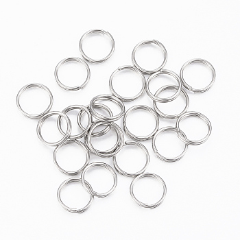 304 Stainless Steel Split Rings, Double Loops Jump Rings, Stainless Steel Color, 8x1.5mm, about 6.5mm inner diameter, Single Wire: 0.75mm