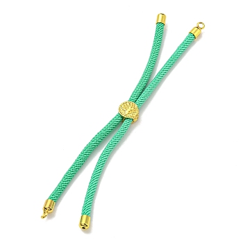 Nylon Cords Bracelet Makings Fit for Connector Charms, with Golden Brass Tree Slider Beads, Long-Lasting Plated, Lime Green, 8-5/8 inch(22cm), Hole: 1.9mm