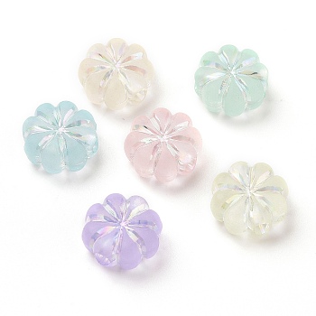 Transparent Frosted Acrylic Beads, AB Color Plated, Flower, Mixed Color, 13x13.7x6.3mm, Hole: 2.8mm, about 700pcs/500g