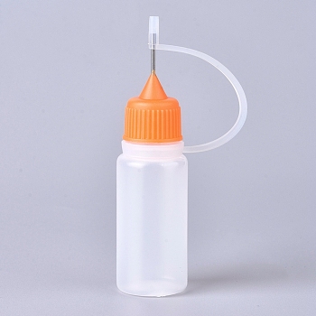 Polyethylene(PE) Needle Applicator Tip Bottles, Translucent Empty Glue Bottle, with Steel Pins, Orange, 7.7x2cm, Capacity: 10ml(0.34 fl. oz)
