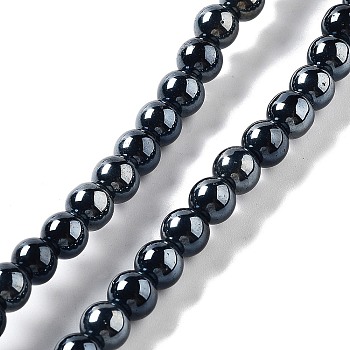 Handmade Lampwork Beads, Round, Black, 8.5x7.5mm, Hole: 1.4mm, about 89pcs/strand, 25.91''(65.8cm)