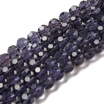 Transparent Glass Beads, Faceted(32 Facets), Round, Purple, 10mm, Hole: 1.8mm, about 66~68pcs/strand, 24.02~24.13 inch(61~61.3cm)
