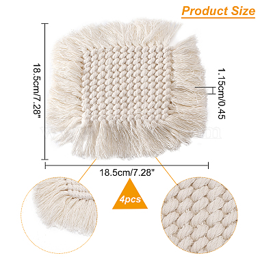 Posavasos con borlas simples de mantel individual de cuerda de algodón tejido a mano chgcraft(AJEW-CA0002-13)-2