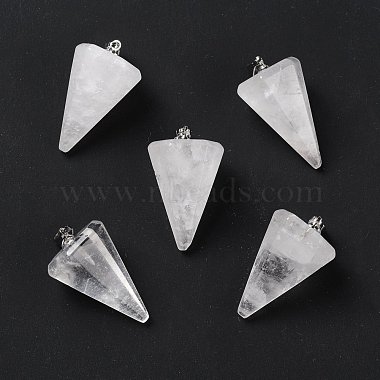 Platinum Cone Quartz Crystal Pendants