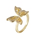 Butterfly Clear Cubic Zirconia Cuff Ring(RJEW-SZ0001-13)-1