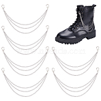 6Pcs Tri-Layers 304 Stainless Steel Boot Strap Chains, with Alloy Lobster Claw Clasps, Stainless Steel Color, 248mm(HJEW-UN00111)