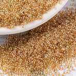 MIYUKI Round Rocailles Beads, Japanese Seed Beads, (RR234) Sparkling Metallic Gold Lined Crystal, 15/0, 1.5mm, Hole: 0.7mm, about 5555pcs/bottle, 10g/bottle(SEED-JP0010-RR0234)