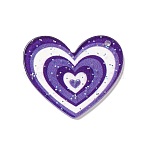Transparent Plastic Pendants, Random Hole Left or Right, with Sequin, Heart, Medium Slate Blue, 28.5x30x1.5mm, Hole: 1.5mm(KY-P014-01B)