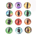 100 Pcs Half Round/Dome Dragon Eye Printed Glass Cabochons, Mixed Color, 12x4mm(GLAA-GA0002-28)