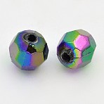 Eco-Friendly Poly Styrene Acrylic Beads, Faceted, Round, AB Color, Black, 8mm, Hole: 1.5mm, about 2000pcs/500g(TACR-PL642-8mm-36)
