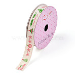 Single Face Printed Cotton Ribbons, Christmas Party Decoration, Lime Green, Star Pattern, 5/8 inch(16.5mm), about 2.00 Yards(1.82m)/Roll(SRIB-T009-01E)