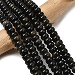 Natural Golden Sheen Obsidian Beads Strands, Rondelle, 8.5x5.5mm, Hole: 1mm, about 73pcs/strand, 15.35''(39cm)(G-A280-A15-02)