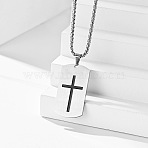 304 Stainless Steel Military Tag Necklaces, Cross Pendant Necklaces for Men(KD7278-2)