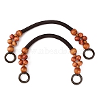 Wood Beaded Bag Handles, wth Nylon Cord, Purse Making Supplies, Coconut Brown, 46.5x4cm, Ring: 42.5x6mm, Inner Diameter: 28mm(FIND-WH0112-39)