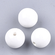 Handmade Porcelain Beads, Bright Glazed Porcelain, Round, White, 14~14.5x13.5~14mm, Hole: 2.5~3mm(X-PORC-S499-02Y)