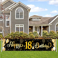 Polyester Hanging Banners Children Birthday, Birthday Party Idea Sign Supplies, Happy Birthday, Black, 300x50cm(AJEW-WH0190-026)