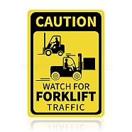 UV Protected & Waterproof Aluminum Warning Signs, Caution: Watch for Forklift Traffic Sign, Yellow, 35x25x0.09cm, Hole: 4mm(AJEW-WH0111-C-05)