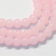 Baking Painted Imitation Jade Glass Round Bead Strands, Pink, 6.5mm, Hole: 1.5mm, about 135~140pcs/strand, 31.8 inch(DGLA-Q021-6mm-02)