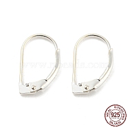 925 Sterling Silver Leverback Earring Findings, Silver, 15.5x10x1.5mm, Pin: 0.8mm(STER-H107-07S)