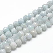 Natural Aquamarine Beads Strands, Grade AB, Round, 6~7mm, Hole: 1mm, about 60~67pcs/strand, 15.7 inch(G-R446-6mm-04)