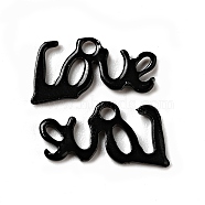 Spray Painted 201 Stainless Steel Charms, Word Love Charm, Black, 12x6.5x1mm, Hole: 1.4mm(STAS-G304-16D)