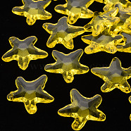 Transparent Acrylic Beads, Star, Yellow, 28.5x29.5x7.5mm, Hole: 1.8mm, about 189pcs/500g(TACR-S154-58B-916)
