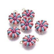 MIYUKI & TOHO Handmade Japanese Seed Beads Links, Loom Pattern, Sun Flower, Colorful, 19~20x13.5~14x4.5mm, Hole: 3mm(SEED-A027-A23)