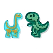 Acrylic Pendants,Dinosaur Charm, Dinosaur, 34.5x27~32x3mm, Hole: 1.8mm(MACR-M047-05)