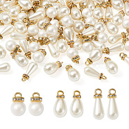 120Pcs 3 Style Acrylic Pearl Pendants & ABS Plastic Pendants, Imitation Pearl, White, 15~21x7.5~10mm, Hole: 2~2.5mm, 40pcs/style(FIND-SK0001-01)