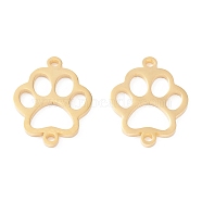 201 Stainless Steel Pet Links, Manual Polishing, Dog Footprint Vacuum Plating , Real 18K Gold Plated, 20x16x1.5mm, Hole: 1.2mm(STAS-F231-124G)
