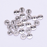 Alloy Mini Buttons, 2-Hole, Flat Round, Cadmium Free & Lead Free, Platinum, 4x1.5mm, Hole: 0.8mm(PALLOY-WH0076-49B-P)