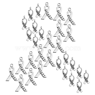 SUNNYCLUE 120Pcs 2 Styles Awareness Ribbon Hope Tibetan Style Alloy Pendants, Antique Silver, 60pcs/style(TIBEP-SC0001-79)