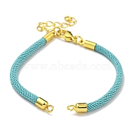 Nylon Cords Bracelet Makings Fit for Connector Charms, with Brass Findings and 304 Stainless Steel Lobster Claw Clasps, Long-Lasting Plated, Turquoise, 6-1/2~6-3/4 inch(16.5~17cm), Hole: 1.8mm(AJEW-P116-02G-03)