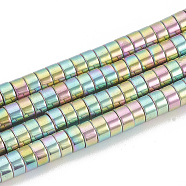 Electroplate Non-magnetic Synthetic Hematite Beads Strands, Heishi Beads, Flat Round/Disc, Rainbow Plated, 4x2mm, Hole: 1mm, about 190pcs/strand, 16.1 inch(G-T061-141C)