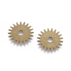Tibetan Style Alloy Steampunk Pendants, Cadmium Free & Nickel Free & Lead Free, Flat Round/Gear, Antique Bronze, 25x1mm, Hole: 5mm(TIBEB-5008-AB-FF)