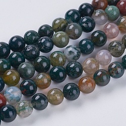 Natural Indian Agate Beads Strands, Round, 6mm, Hole: 1mm, about 30pcs/strand, 7.6 inch(X-G-G515-6mm-05)