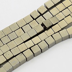 Cube Non-magnetic Synthetic Hematite Beads Strands, Imitation Pyrite, Antique Bronze Plated, 4x4x4mm, Hole: 0.8mm, about 103pcs/strand, 15.7 inch(G-D617-01D)