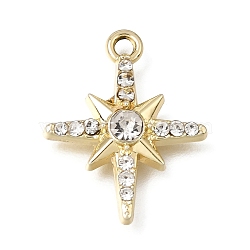 UV Plating Alloy Crystal Rhinestone Pendants, Star Charms, Golden, 27x17.5x2mm, Hole: 1.8mm(RB-CBAD37D-12G)